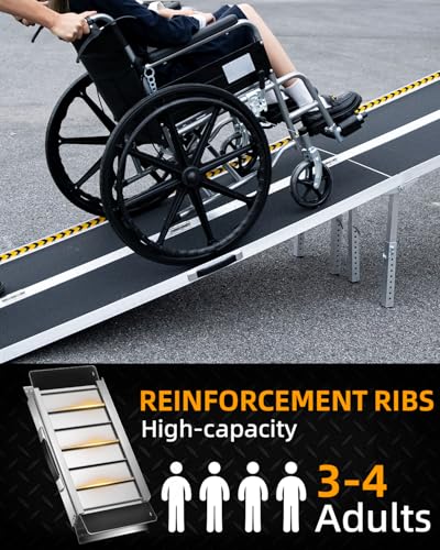 VNN Portable Wheelchair Ramp 10FT, Seamless Non-Slip Aluminum Ramps for Wheelchairs for Home, Wheelchair Ramps for Home Steps, Aluminum Loading Dock Plates, Black - size: 10FT (Usable height 10-30 inch)