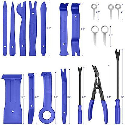 19Pcs Auto Trim Removal Tool,Auto Clip Pliers Fastener Remover Set,Pry Tool Repair Kit,Fastener Clips Removal Car Tool with Storage Bag for Trim Panel,Audio, Dash, Window,Clip and Upholstery