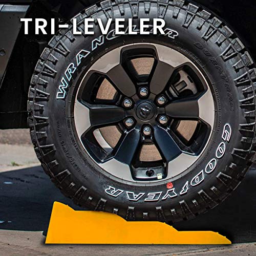 Yellow Leveling Car Ramps – Set of 2 Block Car Ramp, Tri-Leveler, Sturdy Material on Uneven Ground, Universal Fit for Cars Trailer SUV, Stable Ramp/Wheel Chocks Premium Quality, Zento Deals - size: 2 sets