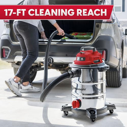 Vacmaster VOC812SF 1101 8-Gal 6 Peak HP Stainless Steel Wet/Dry Vac Red - size: 8 Gal