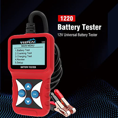 Veepeak 12V Car Battery Tester, Load Tester Automotive 100-2000 CCA Alternator Analyzer Digital Battery Vehicle Charging & Cranking System Testing Tool for Cars Trucks Motorcycles Boats ATVs RVs