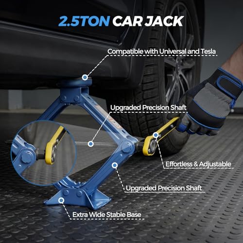 LARBANKE 2.5T Car Scissor Jack Kit, Tesla & Universal Pad, 4-15.75 in