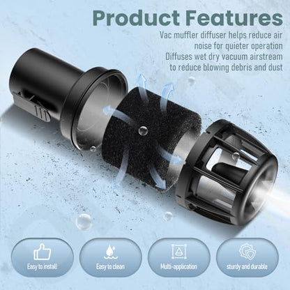 2-1/2 in. Muffler Diffuser Wet/Dry Vac Attachment CMXZVBE38660 Compatible with Craftsman and Ridgid Shop Vacuums, Industrial-Grade Shop Vac Accessories for Noise Reduction