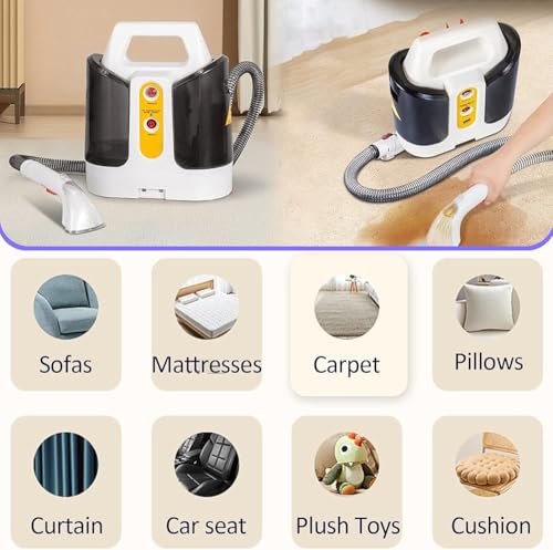600W Portable Wet/Dry Vacuum Spot Cleaner - Multi-Purpose Carpet Cleaning Machine for Pillows, Curtains, Bed Sheets, Mattresses, Sofas, Cars & Plush Toys (All Fabric Surfaces)