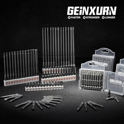 Geinxurn 52Pieces Fixedge Screwdriver Bit Set, 4Inches Magnetic Alloy Steel Phillips/Slotted/Square/Torx/Hex/Security Torx Insert Power Bits Tips with Storage Organizer for Home Repair - style: FXMX100-052