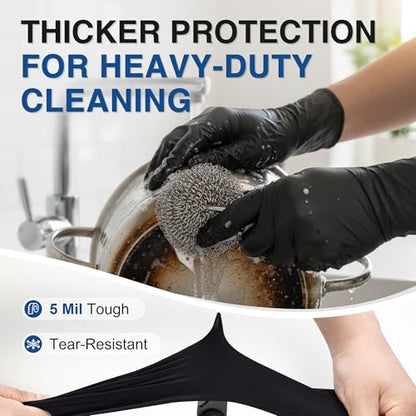 Schneider Medical Black Nitrile Exam Gloves, 5 Mil Latex-Free & Powder-Free Disposable Gloves for Cooking - size: Small