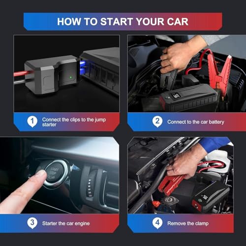 Smart Jumper Cables for 12V Portabale Car Jump Starter, Automotive Jump Starter Booster Clamp Cables with 8WAG Line