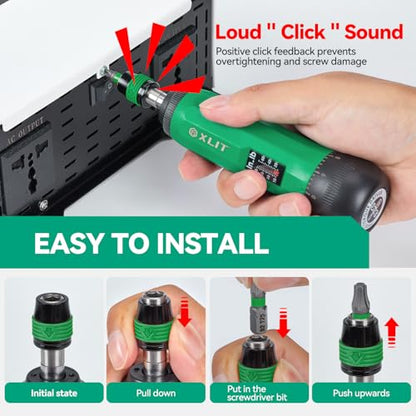 39-Piece Torque Screwdriver Set, 1/4" Hex Quick-Release Head, 10-70 In-lbs Adjustable - Multi-Bit Drive Set, Sockets, Extension Bar - Precision Cycling Tool Kit for Electronic, Bike, Home Repair
