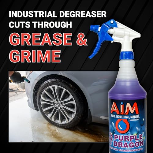 AIM Chemicals Purple Dragon Heavy Duty Degreaser – For Cars, Trucks, Equipment, and Concrete. Powerful wheel & tire cleaner for industrial use & car detailing. Compatible with wheel brush - 5 Gal - size: 640 Fl Oz (Pack of 1)