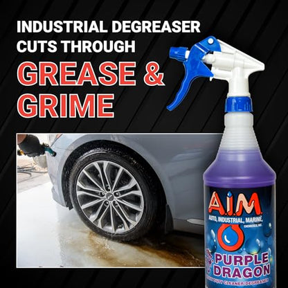 AIM Chemicals Purple Dragon Heavy Duty Degreaser – For Cars, Trucks, Equipment, and Concrete. Powerful wheel & tire cleaner for industrial use & car detailing. Compatible with wheel brush - 5 Gal - size: 640 Fl Oz (Pack of 1)