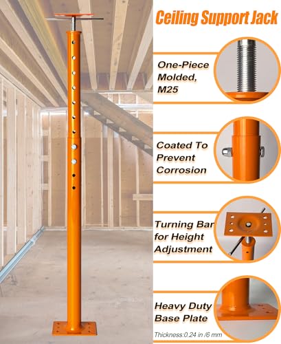 House Floor Jack, 48"-93" Adjustable Post Basement Support Pole Jacks, Heaty Duty Telescoping Jacks for Leveling, Floor Joist Jack for House Lifting Temporary Support, 18000 lbs Max Load Capacity