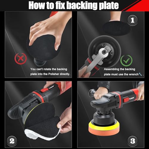 AOBEN Car Buffer Polisher,6 inch Dual Action Polisher,Random Buffer Polisher kit with 6 Variable Speed 1000-4500rpm,Detachable Handle,4 Buffing Pads for Car detailing Polishing and Waxing (Pack of 2) - size: AT3501-7 (Pack of 2)