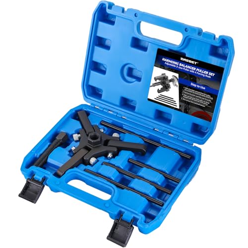 DASBET Harmonic Balancer Puller Kit, Adjustable 3-Jaw Pulley Puller Set for Removing Harmonic Dampers & Balancers Harmonic Damper Pulley Puller Set Compatible with Chevy GM Chrysler Cadillac Ford More