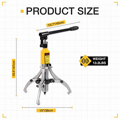 Hydraulic Gear Puller, 5 Ton Hydraulic Puller Kit Bearing Puller with Case 2 or 3 Jaws Bearing Hub Separator Hydraulic Puller Separator Tool for Pulling Hubs, Bearings, Gears, ZYL-5 - size: 5 Ton