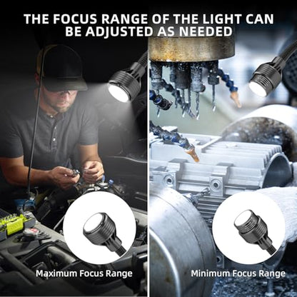Magnetic Work Light 1320 Lumen 120V Flexible Gooseneck Work Light with Adjustable Focus and Magnetic Base for Lathe CNC MillingDrill Press Sewing Machine Industrial Light
