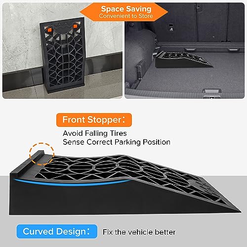 Car Ramps for Easy Vehicle Maintenance and Safe Lifting, Sturdy, Lightweight, Low Profile Car Ramps for Jack Support, Heavy Duty Tire Ramps for Low Chassis Cars, 2 PCS - size: 6 Ton