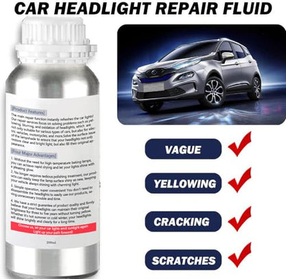 200ml Car Headlight Restoration Liquid, Headlight Restoration Kit Refill Bottle, Auto Headlight Anti-Scratch Lens Repair Fluid, Headlight Polish Cleaner for Restoring Dull Yellow Headlamp - size: M