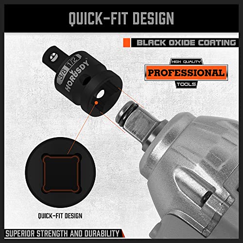 HORUSDY 5-Piece Impact Socket Adapter and Reducer Set, 1/4-Inch Hex Shank Socket to Drill Adapter 1/4", 3/8", and 1/2" Impact Driver Adapter for Power Drill & Impact Driver - style: 5-PCS Adapter Set