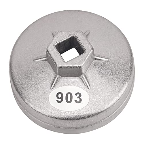 AHL 903 Cap 74mm 14 Flutes Oil Filter Wrench 1/2" Square Drive Oil Filter Removel Tools Filter Socket Wrench Spanner Hand Tool for Lionel, Hafei, Mazda, Family, Primal, Geely - size: 903