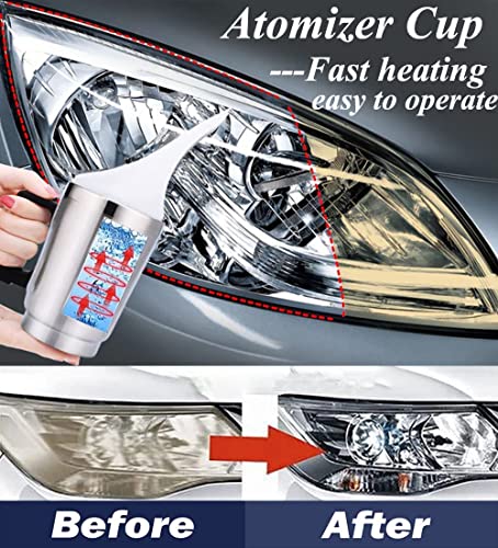 Headlight Restoration Car Headlight Lens Scratch Repair Polish Tool with 100 ml Restoration Liquid,Auto Headlight Vapor Renovation Kit with UV Block Coat to Remove Yellowing/Scratch/Haze/Oxidation - size: L