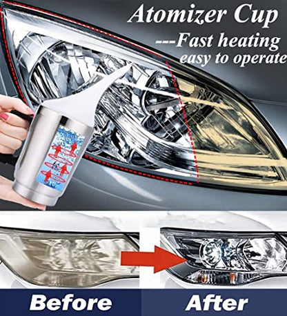 Headlight Restoration Car Headlight Lens Scratch Repair Polish Tool with 100 ml Restoration Liquid,Auto Headlight Vapor Renovation Kit with UV Block Coat to Remove Yellowing/Scratch/Haze/Oxidation - size: L