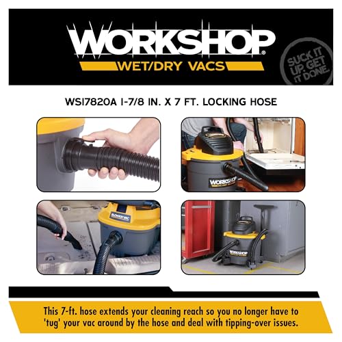 WORKSHOP Wet/Dry Vacs WS17820A 1-7/8-in. x 7-ft. Locking Shop Vacuum Hose