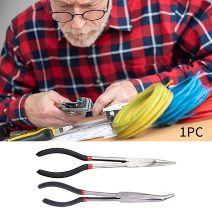 Long Reach Pliers, 11 Inches 45 Degree Angle Long Needle Nose Pliers, Automotive Electrical Tools for Narrow Spaces and Limited Areas (COLOR:Straight) - color: Straight