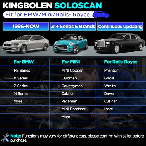 KINGBOLEN Soloscan for BMW/Mini/Rolls-Royce OBD2 Scanner Bluetooth, Bidirectional Test Diagnostic Scan Tool with All Resets, Full Systems Car Code Reader for Android & iOS, No Subscription Fees