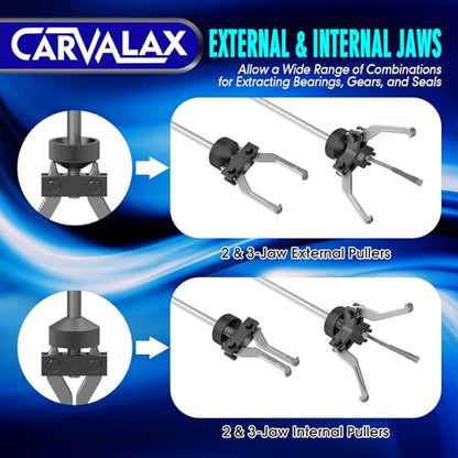 CARVALAX 12-Way Slide Hammer Puller Set | Auto Repair Kit for Hub, Bearing, Gear & Axle Extractor, Dent Removal, Heavy Duty 23-Piece w/Case - size: 12-Way