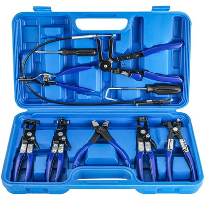 9PCS Wire Long Reach Hose Clamp Pliers Set | Hose Clamp Pliers Set Fuel Oil Water Hose Auto Tools for Automotive Coolant Radiator Heater and Water Hose