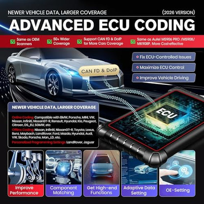 Autel Scanner MaxiPRO MP900-BT w/ MV108S: 2026 MP900BT V2.0 ECU C0ding as MS906 PRO MS906MAX, Up of MP900 MS906BT MP808BT PRO MK900BT, 40+ Service, DoIP&CAN FD, 3K+ Bidirectional Diagnostic Scan Tool