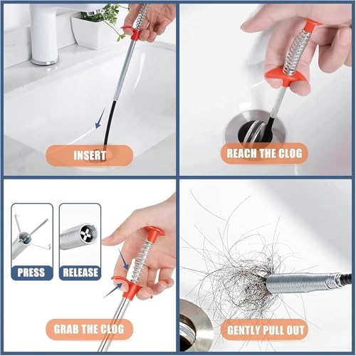 Drain Snake Hair Drain Clog Remover Tool - 116 inch Sink Drain Cleaner for Toilet Sewer Shower Kitchen Bathroom Tub Clogged Drains Opener Cleaning Tool - style: 116 in