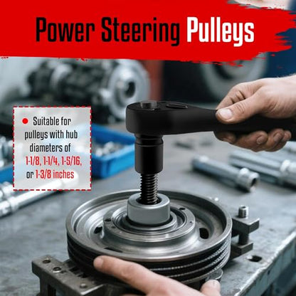 WETT Power Steering Pump Pulley Puller Removal and Installer Tool Set, Professional Automotive Pump Pulley Remover Installer Repair Tool Kit, Compatible with Ford, GM, VW, Chrysler Vehicles