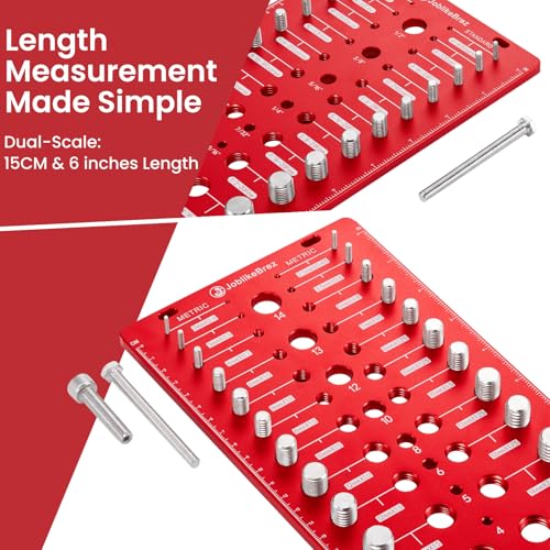 Thread Checker, 76 Nut and Bolt Thread Checker, 28 Standard & 28 Metric & 20 Drill Bit Gauge, Bolt Size Finder, Wall-Mountable Bolt Thread Identifier Gauge with Inch & CM Ruler - size: 76 Thread Checker