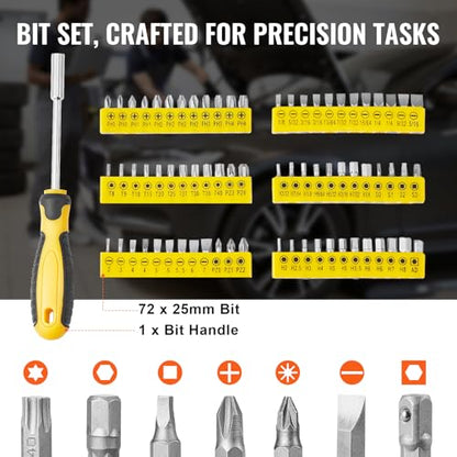 VEVOR Mechanics Tool Set 207 Pieces 1/4" 3/8" 1/2" Drive Sockets -SAE and Metric Mechanic Tool Kit with Bits - Wrenches, Ratchet Handle, Accessories, and Plastic Storage Case - for Automotive Repair - size: 1/4"&3/8"&1/2", style: 207 PCS
