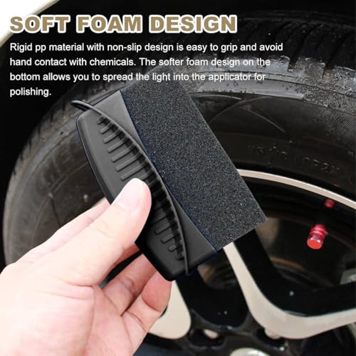 Ohleats 2 PCS Tire Dressing Applicator, Wheel Dressing Tire Shine Applicator Pad with Lid, Reusable Wheel Detailing Foam Tire Waxing Wipe Polishing Sponge, Universal Car Accessories (Black) - color: Black-2pcs