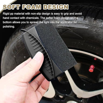 Ohleats 2 PCS Tire Dressing Applicator, Wheel Dressing Tire Shine Applicator Pad with Lid, Reusable Wheel Detailing Foam Tire Waxing Wipe Polishing Sponge, Universal Car Accessories (Black) - color: Black-2pcs