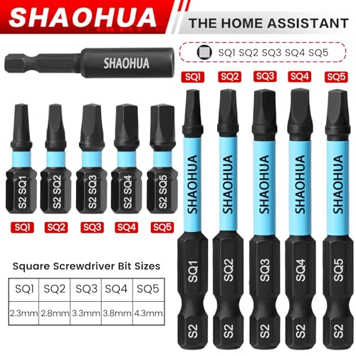 10PCS Square Drive Bits, S2 Alloy Steel Screwdriver Set,2.36"&0.98"Long Magnetic Square Head Screwdriver, Robertson Driver Bits Sizes #0, 1, 2, 3, and #4 - style: A. Square Screwdriver Bits