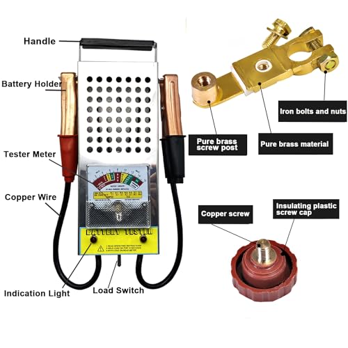Battery Load Tester, Alternator Load Tester 12V 6V with Voltmeter Alligator Clips, Top Post Battery Disconnect Switch for Car, RV, Truck, Marine, Boat - color: Battery Load Tester+Battery Disconnect Switch