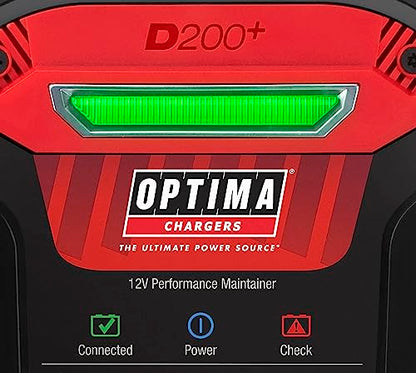 OPTIMA® D200+ Maintainer and Lithium Charger for 12 Volt Starting Batteries | Including 12V Lithium, AGM, Flooded and Powersports Batteries
