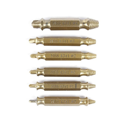 JIAOLUIOLI Damaged Screw Extractor Set, 6PCS Stripped Bolts Extractor Kit, Easy Removal of Rusty & Broken Drill Bits, Drill Bit Bolt Remover and Extractor, Broken Stripped Screw Extractor (Gold)