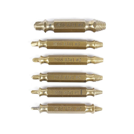 JIAOLUIOLI Damaged Screw Extractor Set, 6PCS Stripped Bolts Extractor Kit, Easy Removal of Rusty & Broken Drill Bits, Drill Bit Bolt Remover and Extractor, Broken Stripped Screw Extractor (Gold)