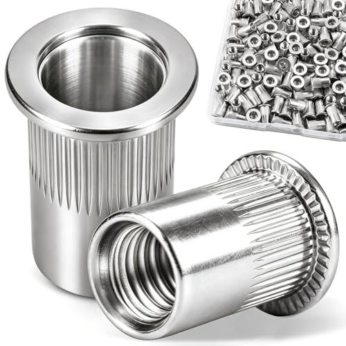 180Pcs 8-32 UNC Rivnut, 304 Stainless Steel Rivet Nut Kit, Flat Head Knurled Body Threaded Insert Nutsert Set for Metal Sheet, Automotive, DIY - size: SS 8-32 180pcs