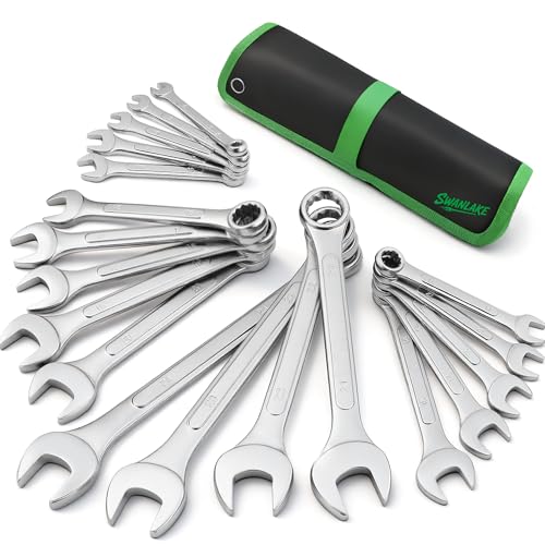 19-Piece Metric Combination Wrench Set, 6-24mm Standard Spanner Wrench Set, Mechanic Tool Sets with Rolling Pouch, Open End Wrenches for Household, Garage, Workshop, Auto Repairs - style: 19pcs Metric Combination
