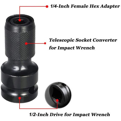 Acxico 4 Pcs Ratchet Socket Wrench Adapter 1/2 Inch Square To 1/4 Inch Hex Stonego Ratchet Spanner Converter Heavy Electric Wrench Connector