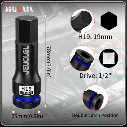 19mm Hex Impact Bit Socket, H19 1/2" Drive Allen Socket, Cr-Mo | 3-Inch, Lengthen Hex Screwdriver Adapter for Electric Ratchet Wrenches Fastening Screws, Socket Wrench, Head Drill - size: 1PC | H19 19MM