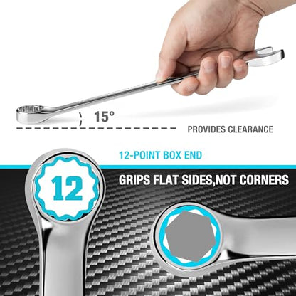 DURATECH 22mm Combination Wrench, Metric | CR-V Constructed, Mirror Polish, 12-Point, 15-Degree Offset - size: 22 mm