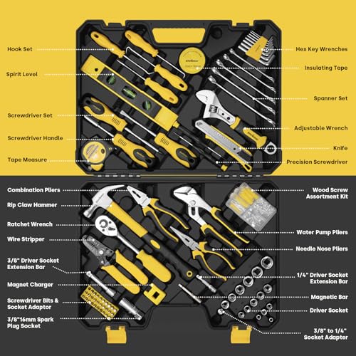 Enventor Tool Set, 231 Piece Home Tool Kit with Toolbox, Combination Wrench and Hand Tools for Home Repairs, Auto Maintenance, DIY & General Use, Household Repair Tools for Men & Women