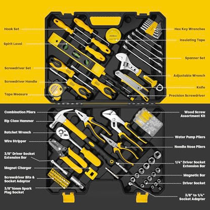 Enventor Tool Set, 231 Piece Home Tool Kit with Toolbox, Combination Wrench and Hand Tools for Home Repairs, Auto Maintenance, DIY & General Use, Household Repair Tools for Men & Women