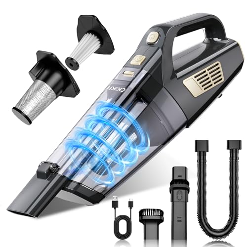 CKIKH Handheld Vacuum Cordless, 15000PA Strong Suction Hand Held Car Vacuum Cleaner Portable with Multi-Nozzles & Washable Filter, Lightweight Rechargeable Vacuum Cleaner for Home, Car, Office, Pets - color: Black & Gold